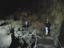 Summer and Diana at bottom of steps in Lava Cave